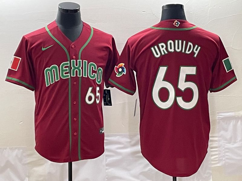 Men 2023 World Cub Mexico #65 Urquidu Red Nike MLB Jersey3
